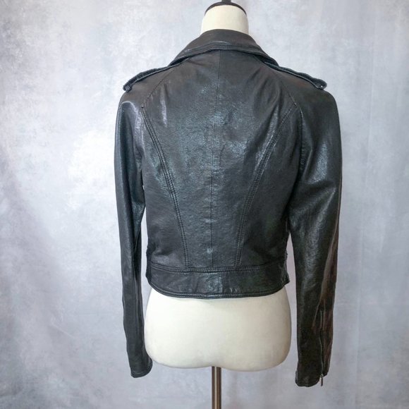 BEBE Genuine Leather Moto Style Jacket Black Size S - Picture 10 of 16